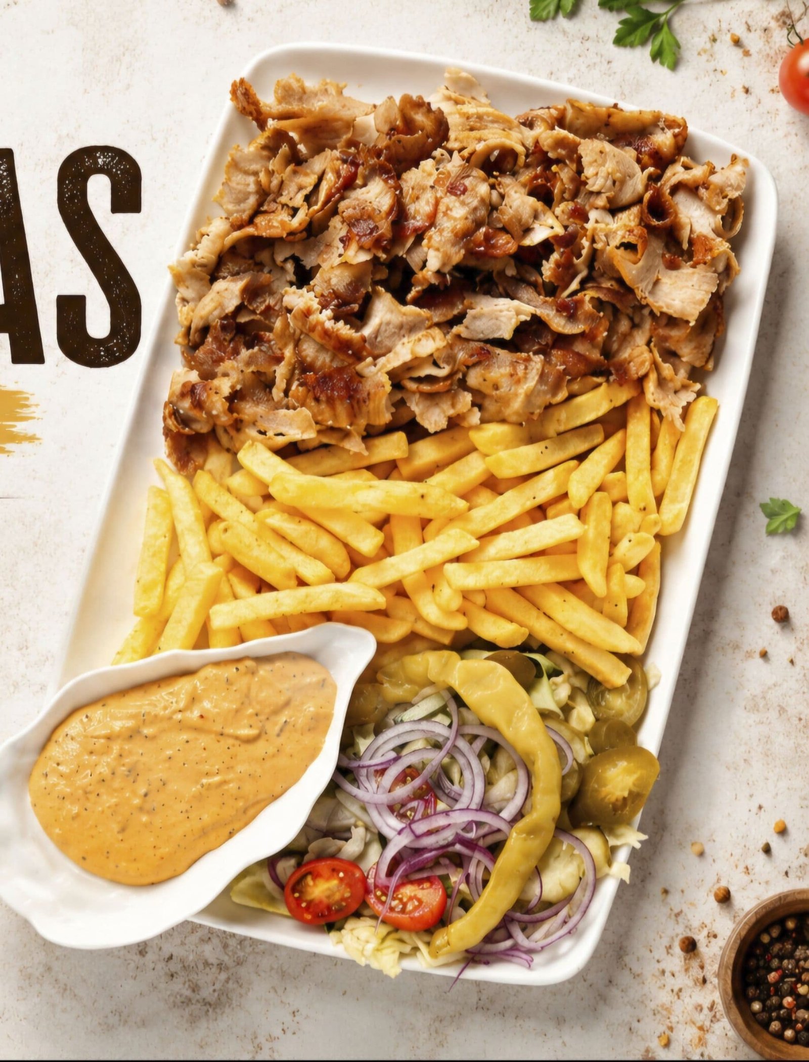 Kebabas lėkštutėje